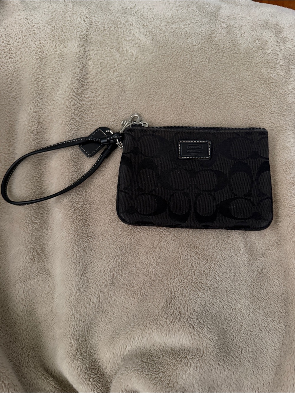 Coach Black Signature Wristlet Clutch